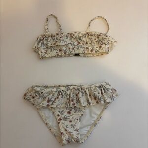 Rylee + Cru Floral Ruffle Two-Piece Bikini Set size 4/5